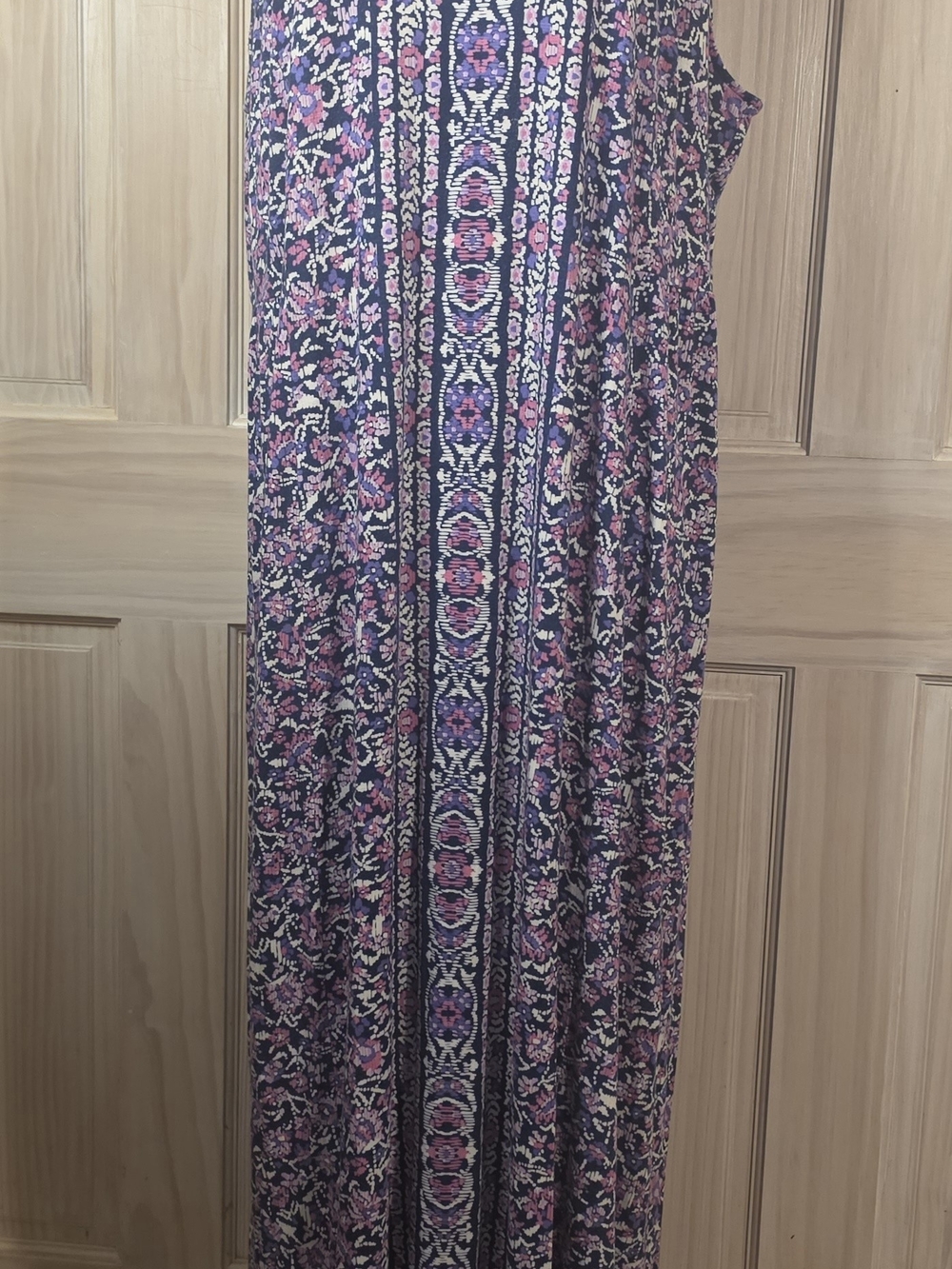 J. Jill Floral Stripe Maxi Dress in Navy, Pink and Cream